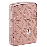 Zippo Lighter, Armor High Polish Rose Gold MultiCut/Crystal Attached