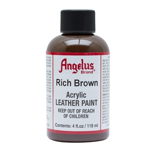 Angelus Acrylic Leather Paint 4 fl oz/118ml Bottle. Rich Brown 181