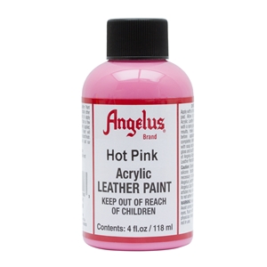 Angelus Acrylic Leather Paint 4 fl oz/118ml Bottle. Hot Pink 186