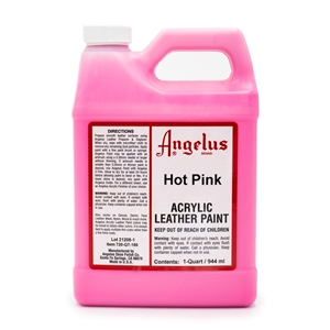 Angelus Acrylic Leather Paint Quart/946ml Bottle. Hot Pink 186