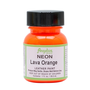Angelus Neon Acrylic Leather Paint 1 fl oz/30ml Bottle. Lava Orange 130