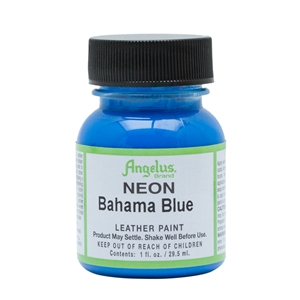 Angelus Neon Acrylic Leather Paint 1 fl oz/30ml Bottle. Bahama Blue 131