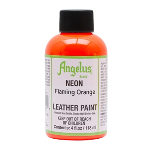 Angelus Neon Acrylic Leather Paint 4 fl oz/118ml Bottle. Flaming Orange 129