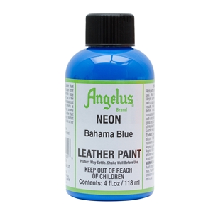 Angelus Neon Acrylic Leather Paint 4 fl oz/118ml Bottle. Bahama Blue 131
