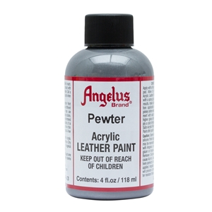 Angelus Metallic Acrylic Leather Paint 4 fl oz/118ml Bottle. Pewter 143