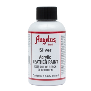 Angelus Metallic Acrylic Leather Paint 4 fl oz/118ml Bottle. Silver 150