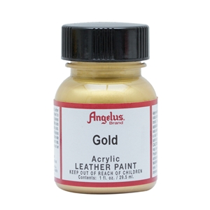 Angelus Metallic Acrylic Leather Paint 1 fl oz/30ml Bottle. Gold 072