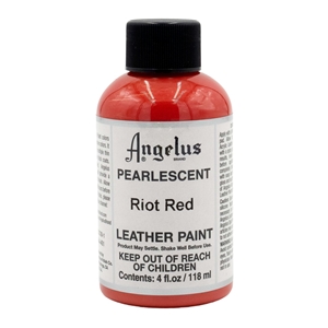 Angelus Pearlescent Acrylic Leather Paint 4 fl oz/118ml Bottle. Riot red