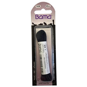 Bama Blister Packed Cotton Laces 120cm Round, Black