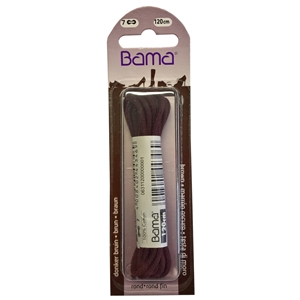 Bama Blister Packed Cotton Laces 120cm Round, Brown