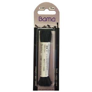 Bama Blister Packed Laces 75cm Waxed Round, Black