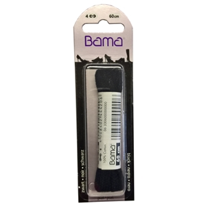 Bama Blister Packed Cotton Laces 60cm Flat, Black