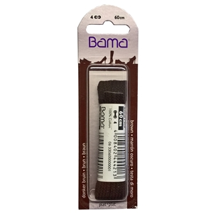 Bama Blister Packed Cotton Laces 60cm Flat, Brown