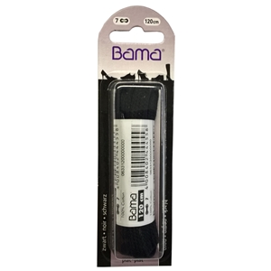 Bama Blister Packed Cotton Laces 120cm Flat, Black