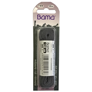 Bama Blister Packed Cotton Laces 120cm Flat, Grey