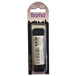 Bama Blister Packed Polyester Laces 140cm Flat, Black