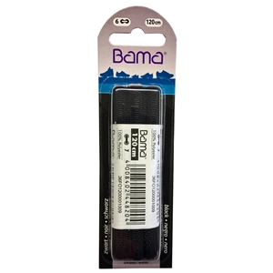 Bama Blister Packed Oval Polyester Laces 120cm, Black