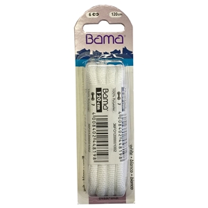 Bama Blister Packed Oval Polyester Laces 120cm, White