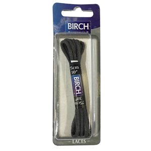 Birch Blister Pack Laces 75cm Round Grey