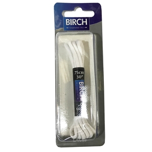 Birch Blister Pack Laces 75cm Round White