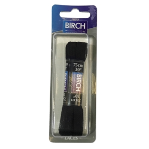 Birch Blister Pack Laces 75cm Flat Black