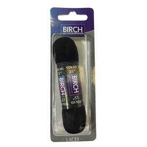 Birch Blister Pack Laces 90cm Flat Black