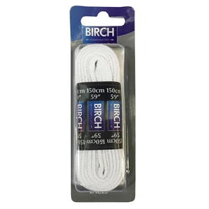 Birch Blister Pack Laces 150cm Flat White