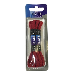 Birch Blister Pack Laces 75cm Chunky Cord Red