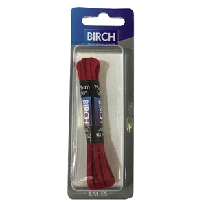 Birch Blister Pack Laces 75cm Round Waxed Red