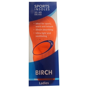 BIRCH Sports EVA Insole Ladies Size 35-40 (Not for Sale on Amazon/Ebay)