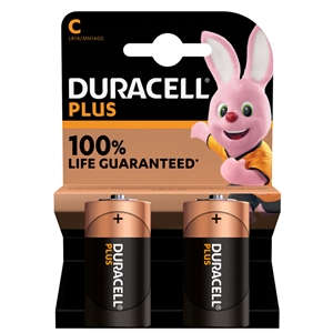 Duracell Plus, 100% Extra Life Batteries, C (Pack of 2)