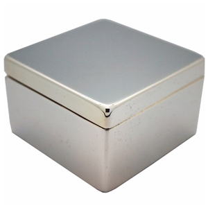 Square Hinged Trinket Box Silver Plated 6 x 6 x 4.5cm
