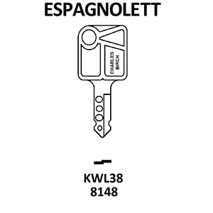 KWL38 Espagnoiette Window Key, HD WL076