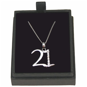925 Silver 21 Necklace With Cubic Zirconia 18 Inch Chain