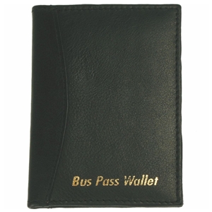 Black Leather Folding Bus Pass Wallet With 2 Internal Windows