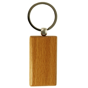 Long Rectangular Wood Key Ring