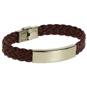 Narrow Woven Leather Bracelet Brown
