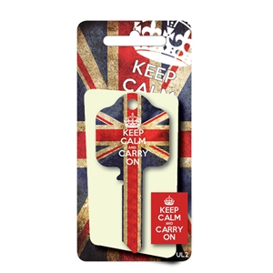 Licensed Keys - Keep Calm and Carry On, Union Jack - Blue