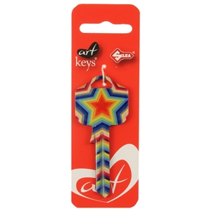 Art Key 5998 UL054 Multicolour Star D04 On Red Silca Card