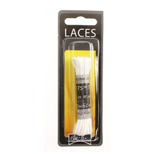 Shoe-String Blister Pack Laces 75cm Round White (6 Pairs)