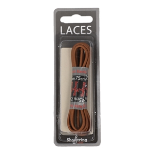 Shoe-String Blister Pack Laces 75cm Elastic Tan (6 Pairs)