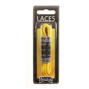 Shoe-String Blister Pack Laces 75cm Waxed 5mm Flat Yellow (6 Pairs)