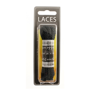 Shoe-String Blister Pack Laces 75cm Heavy Cord Black (6 Pairs)