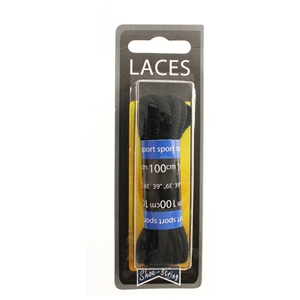 Shoe-String Blister Pack Laces 100cm Cord Black (6 Pairs)