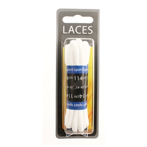Shoe-String Blister Pack Laces 114cm Oval Sport White (6 Pairs)