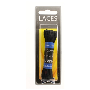 Shoe-String Blister Pack Laces 120cm Round Black (6 Pairs)