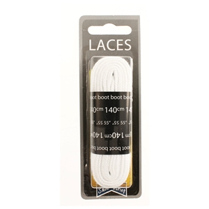 Shoe-String Blister Pack Laces 140cm Flat White (6 Pairs)