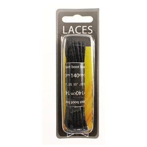 Shoe-String Blister Pack Laces 140cm Chunky Wax Black (6 Pairs)