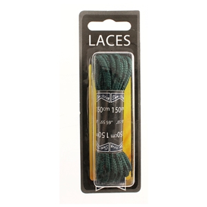 Shoe-String Blister Pack Laces 150cm Hiking Green/Black (6 Pairs)