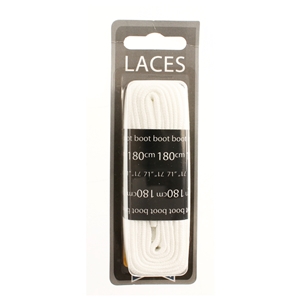Shoe-String Blister Pack Laces 180cm Flat White (6 Pairs)